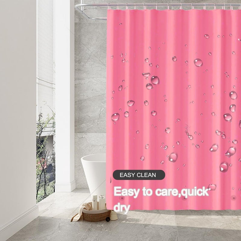 TIKABC Red Shower Curtain Liner, 4G PEVA Shower Liner, Plastic Peva Waterproof Shower Curtains, 72x72 inch with Grommet Holes 3 Magnetic Weights - Image 5
